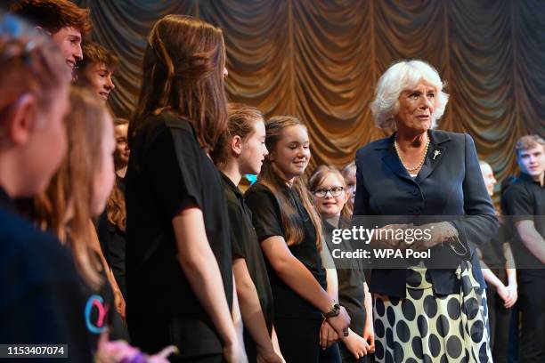 Camilla, Duchess of Cornwall, Patron, The Carmarthen and District Youth Opera , visits the Lyric theatre to attend a reception marking the CDYO's...