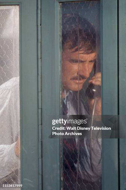 Dennis Weaver appearing in the Steven Spielberg directed ABC tv movie 'Duel', 16948 Vasquez Canyon Road, Canyon Country, California, USA.