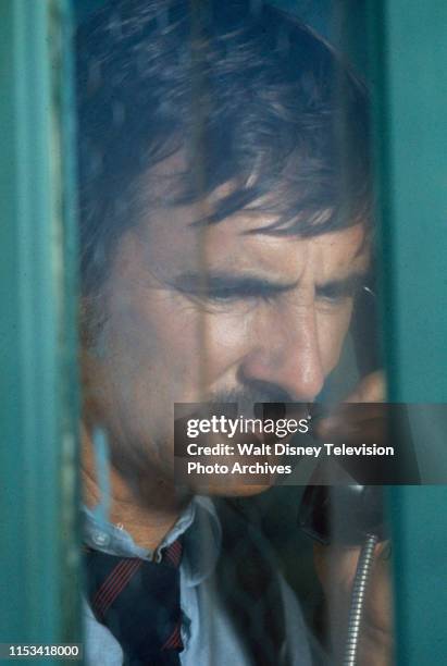 Dennis Weaver appearing in the Steven Spielberg directed ABC tv movie 'Duel', 16948 Vasquez Canyon Road, Canyon Country, California, USA.