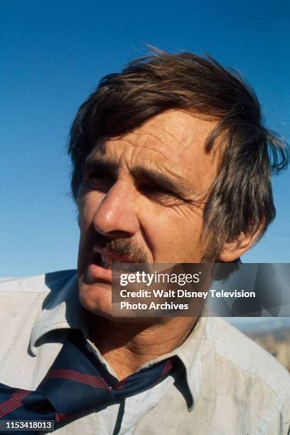 Dennis Weaver appearing in the Steven Spielberg directed ABC tv movie 'Duel', 16948 Vasquez Canyon Road, Canyon Country, California, USA.