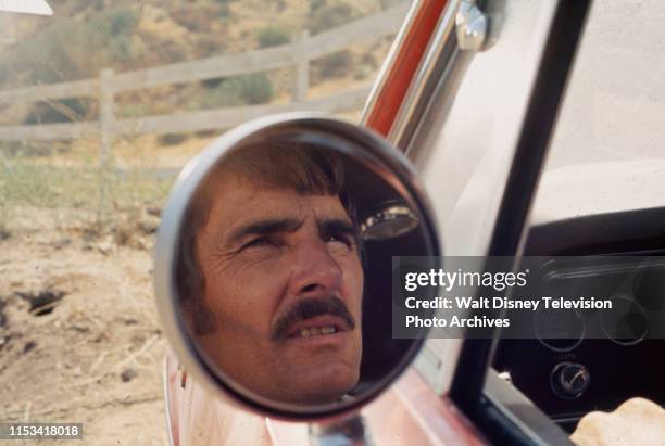 Dennis Weaver appearing in the Steven Spielberg directed ABC tv movie 'Duel', 16948 Vasquez Canyon Road, Canyon Country, California, USA.