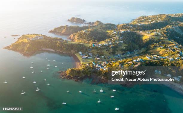panoramic view tutukaka coast. - bay of islands stock-fotos und bilder