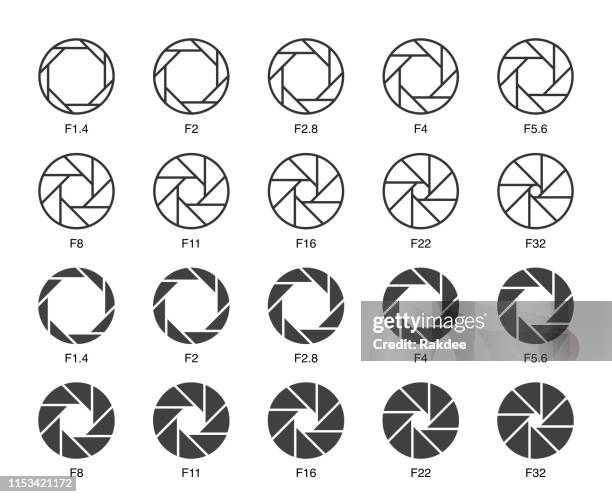 größe der aperture set 3-multi light icons - camera photographic equipment stock-grafiken, -clipart, -cartoons und -symbole