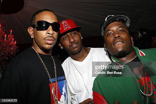 Rapper Ludacris, AG Entertaiment founder Alex Gidewon and Rapper Big Boi attend the "Welcome to Atlanta Jam" BET Hip-Hop Awards Kick-off Party at The...