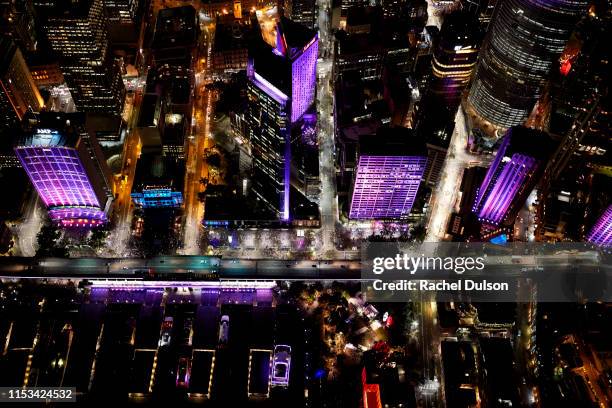 vivid sydney - circular quay stock-fotos und bilder