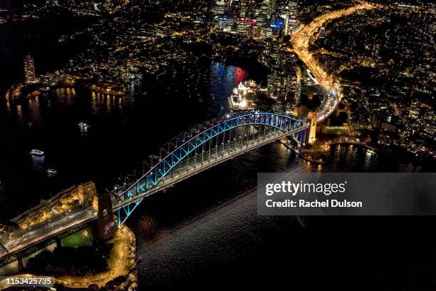 vivid sydney - sydney harbour bridge night stock pictures, royalty-free photos & images