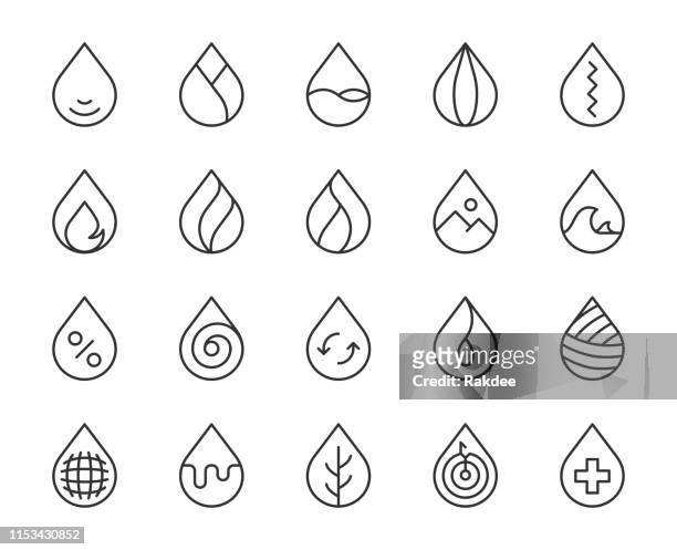 drop shape - light line icons - humidity stock illustrations