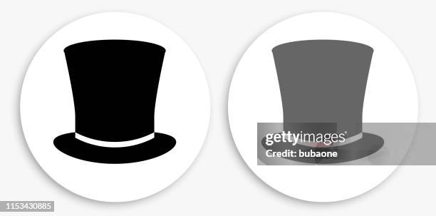 top hat black and white round icon - top hat icon stock illustrations