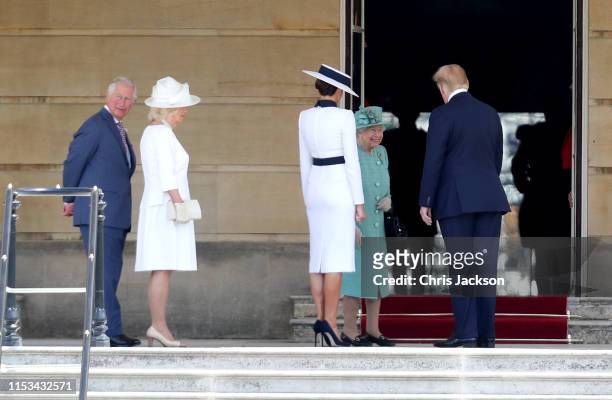 Queen Elizabeth II officially welcomes US President Donald Trump and First Lady Melania Trump with Prince Charles, Prince of Wales and Camilla,...
