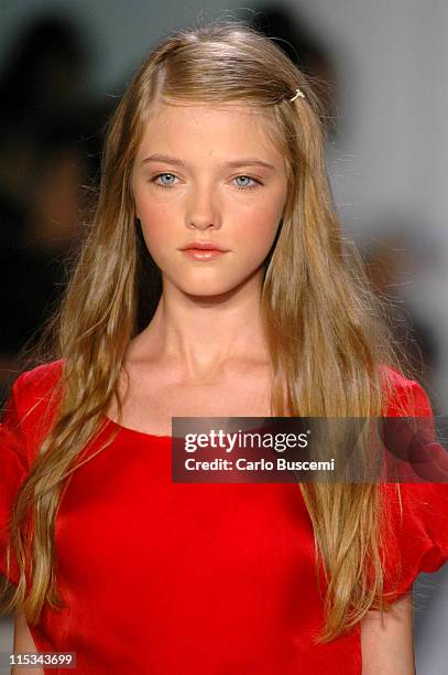 Vlada Roslyakova wearing Chaiken Spring 2006 during Olympus Fashion Week Spring 2006 - Chaiken - Runway at Bryant Park in New York City, New York,...