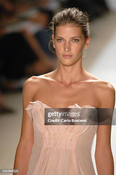 Diana Dondoe wearing J. Mendel Spring 2006 during Olympus Fashion Week Spring 2006 - J. Mendel - Runway at Bryant Park in New York City, New York,...