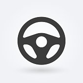 Steering wheel icon. Car and drive or driver symbol. Vector illustration.