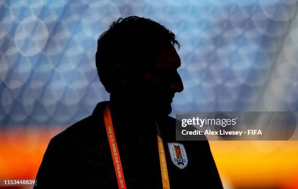 Gustavo Ferrerya, head coach of Uruguay looks on prior to the 2019 FIFA U-20 World Cup Round of 16 match between Uruguay and Ecuador at Lublin...