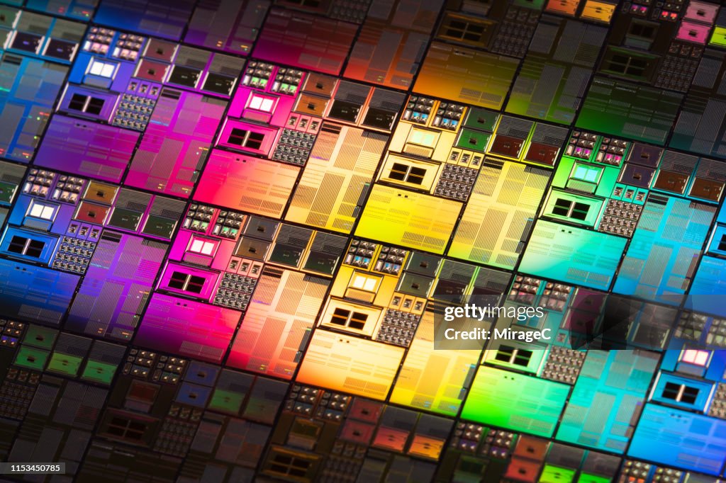 Iridescent Silicon Computer Wafer