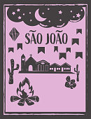 Saint John Sao Joao party background vector with copy space