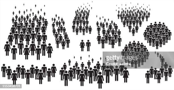 vector illustration of group of stylized people in black. - males stock illustrations