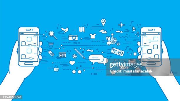 wireless file transfer and communication with cellphone - cd rom stock illustrations