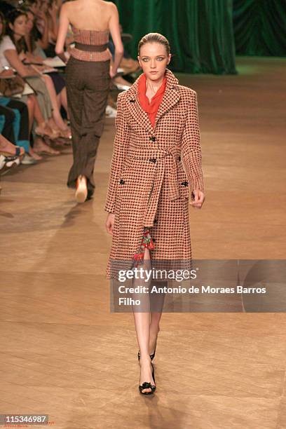 Vlada Roslyakova wearing Cori Fall/Winter 2006 during Sao Paulo Fashion Week Fall/Winter 2006 - Cori - Runway in Sao Paulo, Brazil.