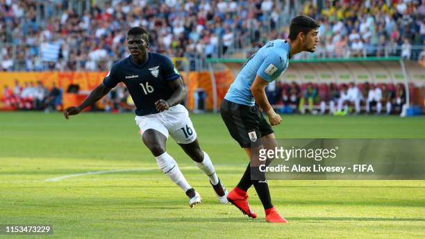 Sergio Quintero of Ecuador celebrates after scoring his team's second goal during the 2019 FIFA U-20 World Cup Round of 16 match between Uruguay and...