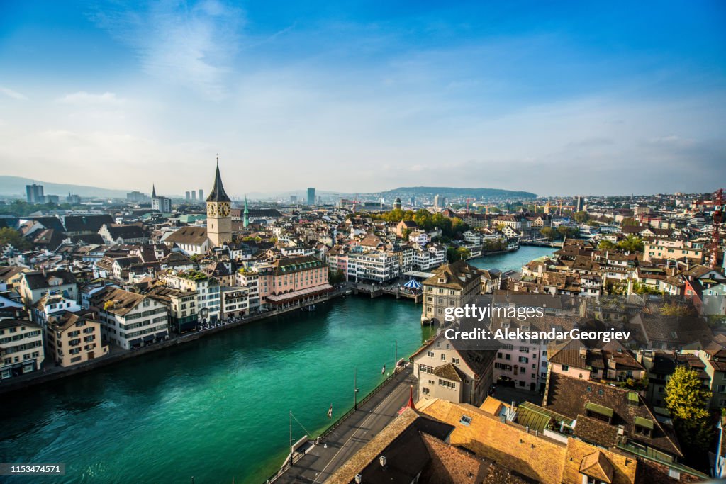 Mooie luchtfoto van Zurich, Zwitserland