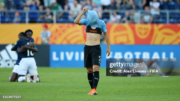 Martin Barrios of Uruguay reacts after defeat in the 2019 FIFA U-20 World Cup Round of 16 match between Uruguay and Ecuador at Arena Lublin on June...