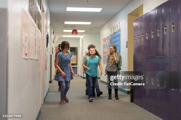 elementary school hallway - elementary school hall stock pictures, royalty-free photos & images