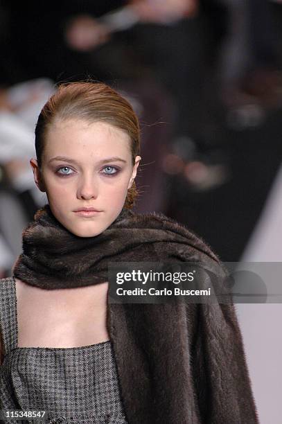 Vlada Roslyakova wearing Vera Wang Fall 2006 during Olympus Fashion Week Fall 2006 - Vera Wang - Runway at The Tent, Bryant Park in New York City,...