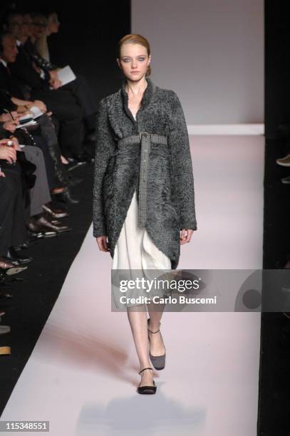 Vlada Roslyakova wearing Vera Wang Fall 2006 during Olympus Fashion Week Fall 2006 - Vera Wang - Runway at The Tent, Bryant Park in New York City,...