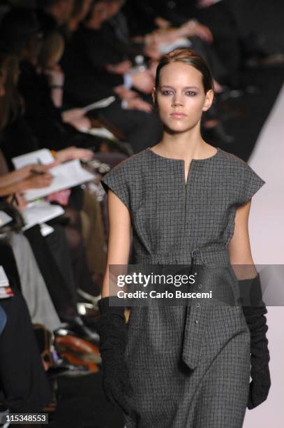 Freja Beha Erichsen wearing Vera Wang Fall 2006 during Olympus Fashion Week Fall 2006 - Vera Wang - Runway at The Tent, Bryant Park in New York City,...