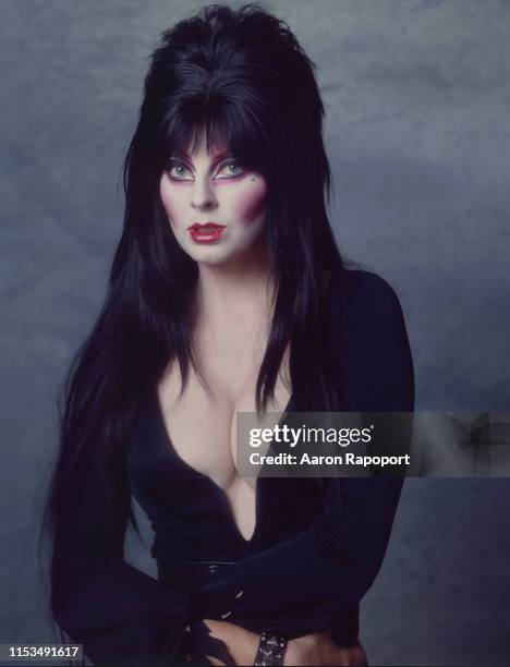 Cassandra Peterson as Elvira pose for a portrait in October 1983 in Los Angeles, California.