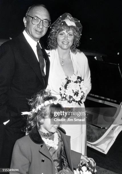 Neil Simon, Diane Lander, and Daughter during Neil Simon Wedding Reception at Bistro Gradens in Beverly Hills, California, United States.