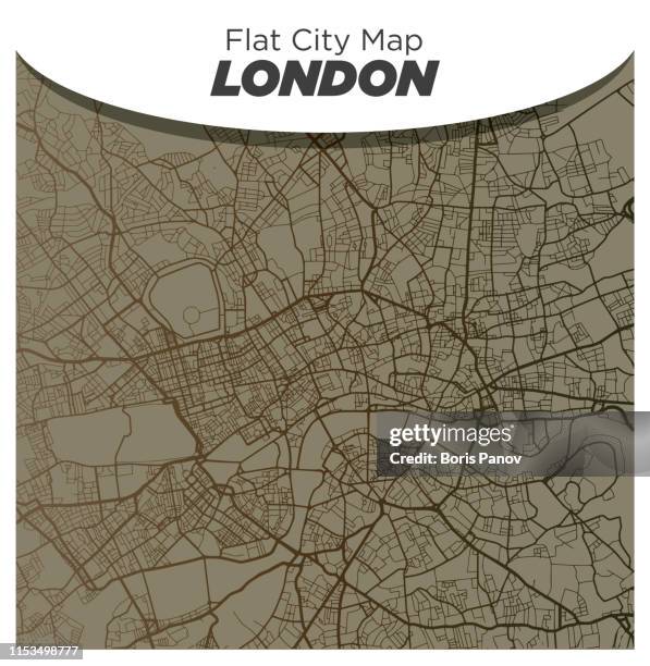 retro style old brown map of london england - notting hill stock illustrations