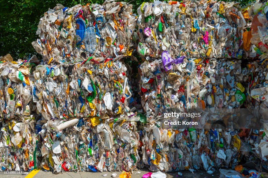 Squashed Plastic Large Pile Of Squashed Plastic Bags For Recycling High-Res Stock Photo ...