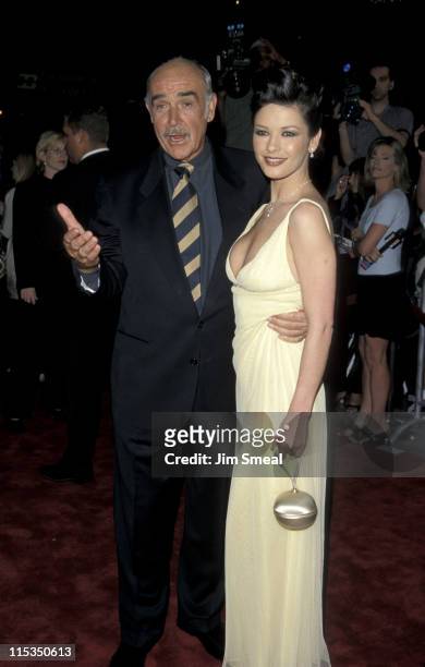 Catherine Zeta Jones and Sean Connery during "Entrapment" Hollywood Premiere at Mann Chinese Theatre in Hollywood, California, United States.