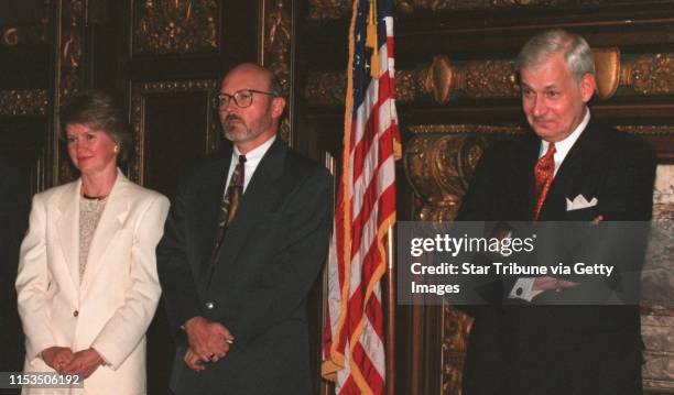 Left to right are the new judges that Gov. Arne Carlson named today to two courts: far left is:Joan Ericksen Lancaster, and Robert A. Blaeser, named...