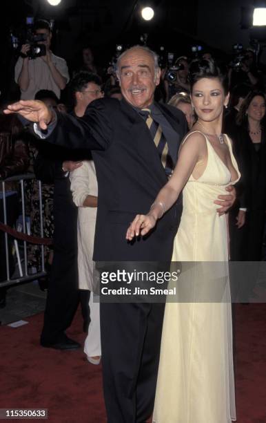 Catherine Zeta Jones and Sean Connery during "Entrapment" Hollywood Premiere at Mann Chinese Theatre in Hollywood, California, United States.