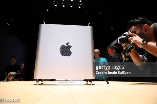 The new Mac Pro is displayed during the 2019 Apple Worldwide Developer Conference at the San Jose Convention Center on June 03, 2019 in San Jose,...