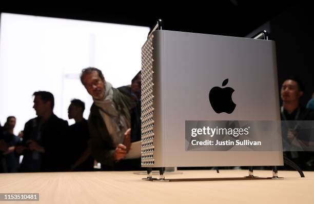 The new Mac Pro is displayed during the 2019 Apple Worldwide Developer Conference at the San Jose Convention Center on June 03, 2019 in San Jose,...