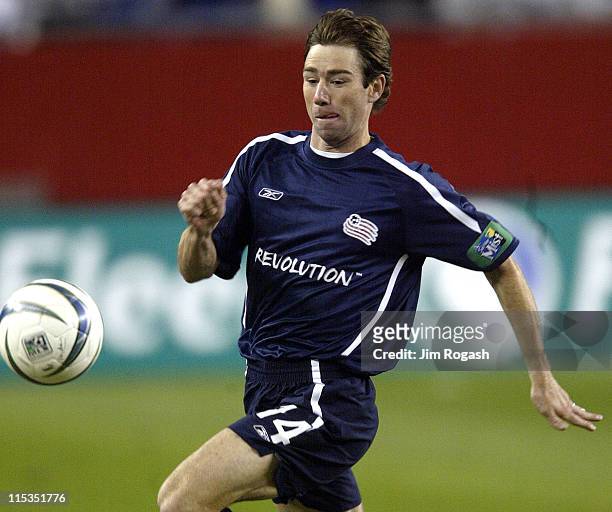 New England Revolution's Steve Ralston races for the ball against the San Jose Earthquakes in the second half of the soccer game at Gillette Stadium...