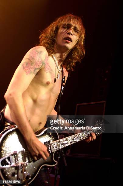 Justin Hawkins of The Darkness during The Darkness U.S. Headlining Tour In Hollywood - April 17, 2004 at Music Box @ Henry Fonda Theatre in...