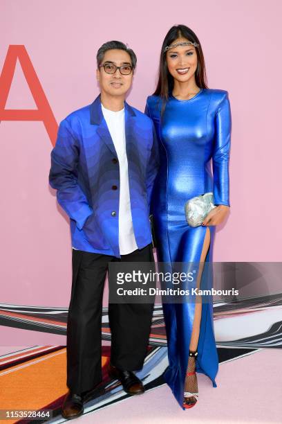 Rafe Totengco and Geena Rocero attends the CFDA Fashion Awards at the Brooklyn Museum of Art on June 03, 2019 in New York City.