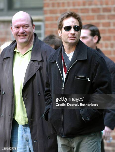 John Carroll Lynch and David Duchovny during David Duchovny on the Set of "Trust The Man" - November 5, 2004 at Greenwich Village in New York City,...