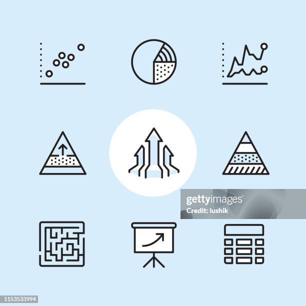 infographic - outline icon set - flipchart stock illustrations