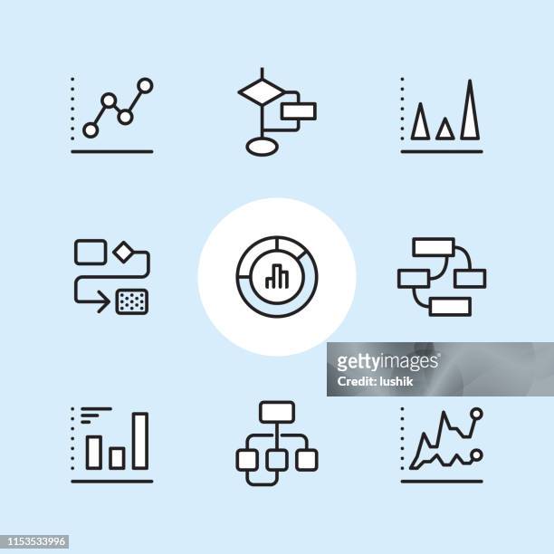 infographic - outline icon set - donut chart stock illustrations