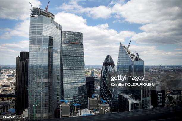 Skyscraper office blocks, including Tower 42 , the Leadenhall Building, commonly called the "Cheesegrater" , 30 St Mary Axe commonly called the...