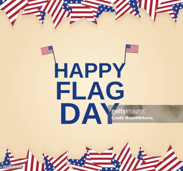 ilustraciones, imágenes clip art, dibujos animados e iconos de stock de cartel del día de la bandera con bandera ee.uu. ilustración vectorial. - flag day