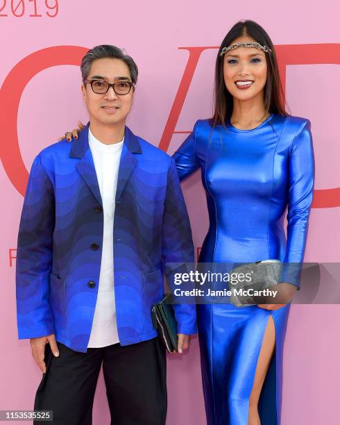 Rafe Totengco and Geena Rocero attends the CFDA Fashion Awards at the Brooklyn Museum of Art on June 03, 2019 in New York City.