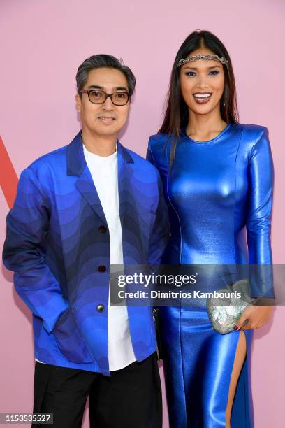 Rafe Totengco and Geena Rocero attends the CFDA Fashion Awards at the Brooklyn Museum of Art on June 03, 2019 in New York City.