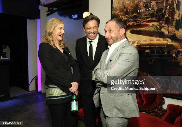 Laura Linney, Marc Schauer and Alan Poul attend Netflix's "Tales of the City" New York Premiere at The Metrograph on June 03, 2019 in New York City.
