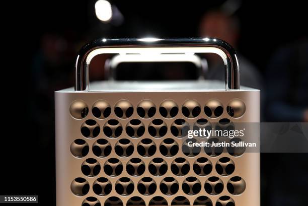 The new Mac Pro is displayed during the 2019 Apple Worldwide Developer Conference at the San Jose Convention Center on June 03, 2019 in San Jose,...
